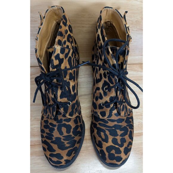 Rampage Maiden Leopard Print Wedge Ankle Boots Women's Size 10M Lace Up Booties - Picture 5 of 11